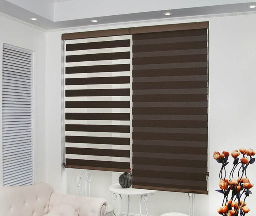 Zebra blinds fitted in a Mumbai living room